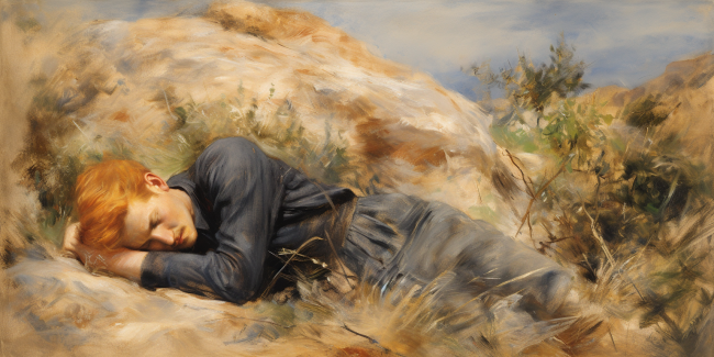 fredmadamekay_style_Pierre-Auguste_Renoir_head_on_a_rock_a_youn_867462d4-66e7-4366-9e36-9ed6ea00866d