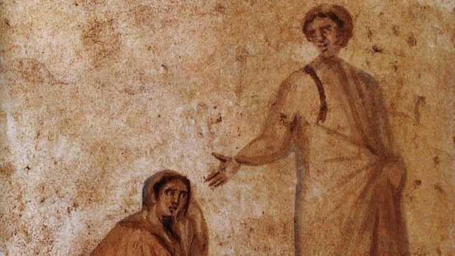 Healing_of_a_bleeding_women_Marcellinus-Peter-Catacomb