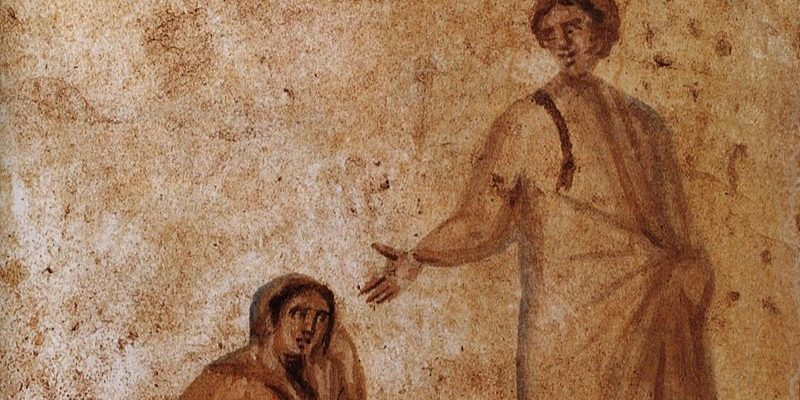 Healing_of_a_bleeding_women_Marcellinus-Peter-Catacomb